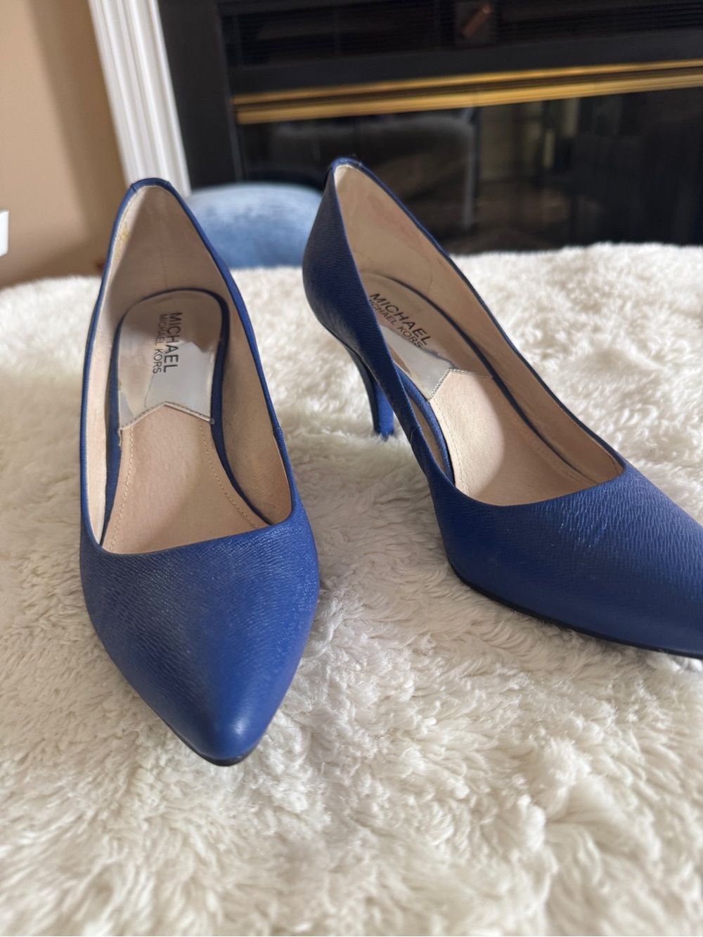 Michael Kors Royal Blue Pointed-Toe Leather Pumps